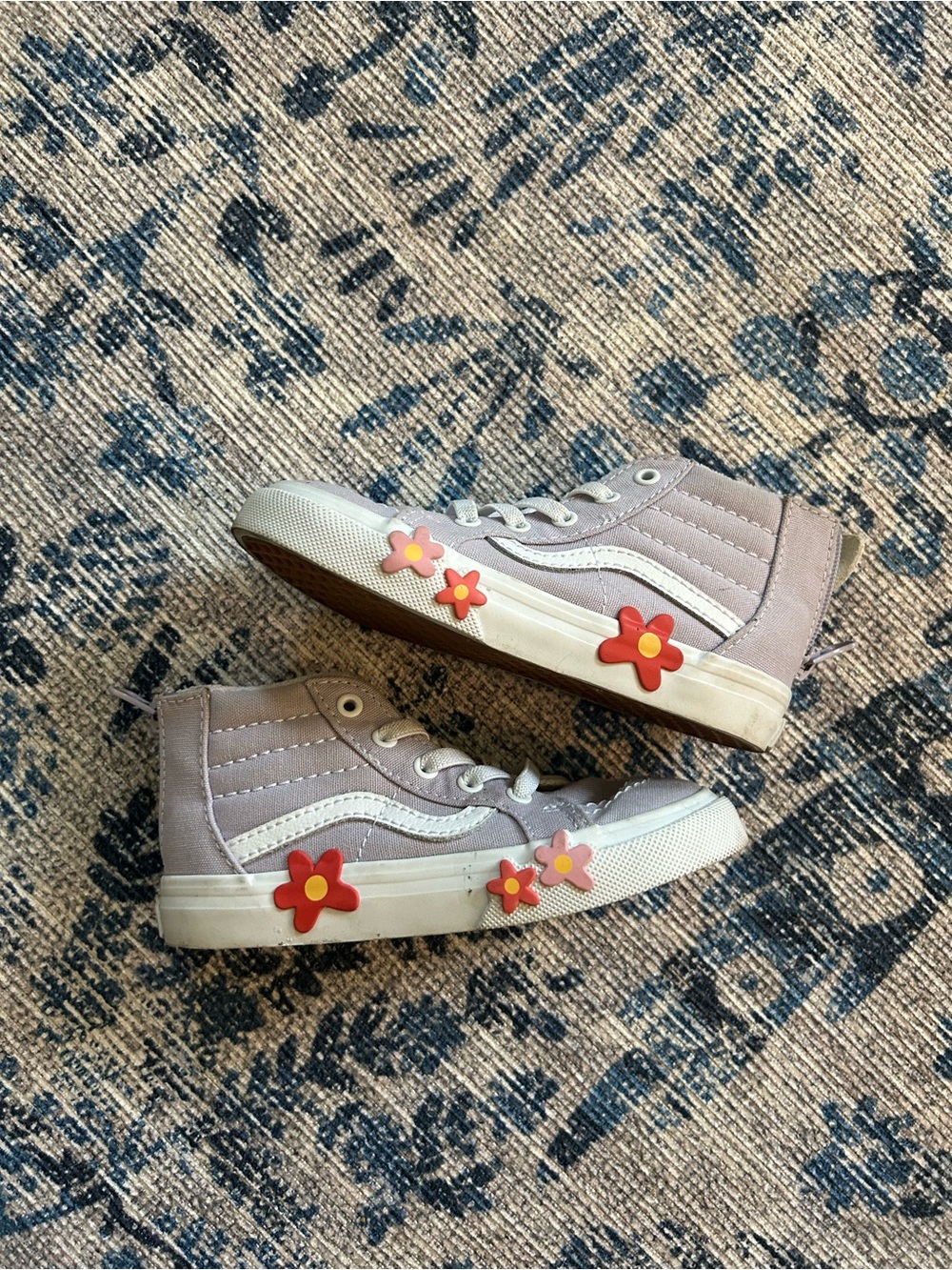 Vans Sk8-Hi Zip Kids Flower Sidewall Sneakers Purple Size 8.5C Little Kids
